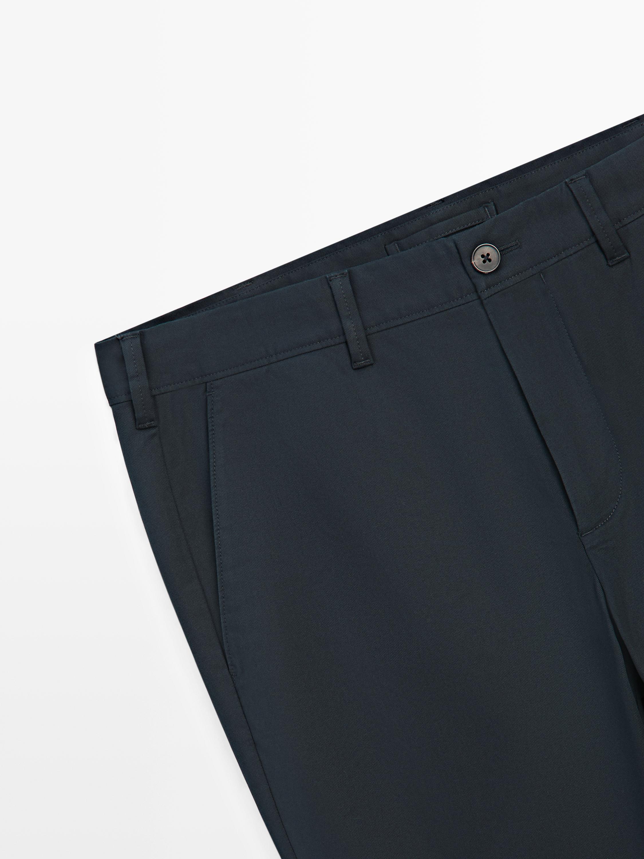 Cotton blend slim fit pants